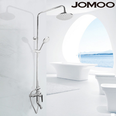 JOMOO九牧衛(wèi)浴 全銅淋浴器太陽(yáng)花灑套裝 可升降帶下出水 3666-126,灰色簡(jiǎn)約現(xiàn)代衛(wèi)浴置物搭配及圖片-一兜糖yidoutang.com